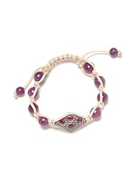 Ruby Gemstone Beads Macrame Bracelet Sterling Silver Handmade Jewelry