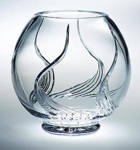 FLAME CRYSTAL ROSE BOWL - 8 INCH CRYSTAL ROSE BOWL, FLAME COLLECTION