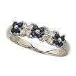 14K White Gold Floral Diamond and Emerald Fashion Ring
