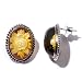 Certified Genuine Baltic Amber and Sterling Silver Oval Filigree Stud Earrings