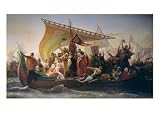 The Crossing of the Bosphorus by Godfrey of Bouillon (circa 1060-1100) and His Brother, Baldwin Art Giclee Poster Print by Emile Signol, 24x18