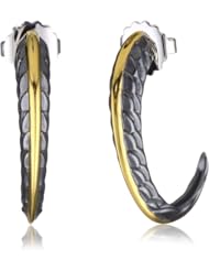 Elizabeth and James "Audubon" Sterling Silver and Plated 23K Gold Feather Small Hoop Earrings
