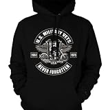 U.S. Military Vets POW MIA Mens Sweatshirt, 1961-1975 Never Forgotten Motorcycle Design Pullover Hoodie