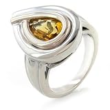 Silver + 18K Gold Citrine Gemstone Ring