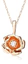 14k Rose Gold Diamond Rose Pendant (.03 cttw, J Color, I2 Clarity), 18"