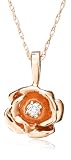 14k Rose Gold Diamond Rose Pendant (.03 cttw, J Color, I2 Clarity), 18
