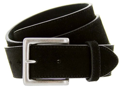 Square Buckle Suede Leather Casual Jean Belt 1.5" Wide