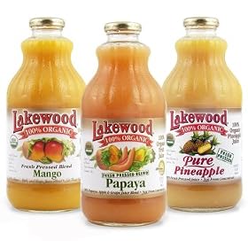 Lakewood Organic Juices "Island Variety" - Package Contains SIX 32oz Bottles (2 Bottles of Each Flavor)