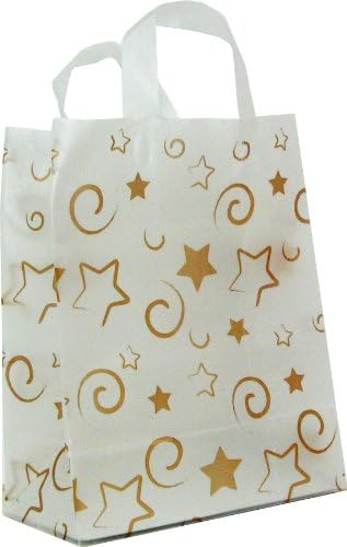 Plastic Shopping Gift Bag (Star and Swirls) 8" x 4.5" x 10.5"