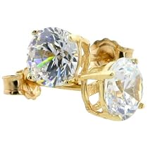 14K Gold CZ Stud Earrings
