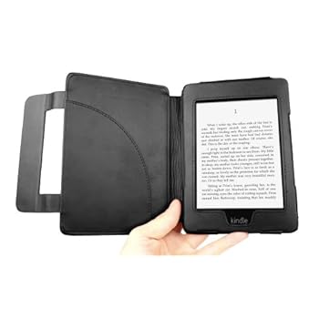 DURAGADGET Housse Etui Noir en Cuir Véritable style livre pour Kindle Paperwhite 6