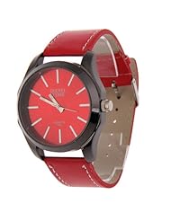 Vktech Classy Unisex Wrist Watch Single Quartz Movement Leather Watchband Alloy (Red)