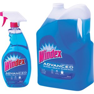 Windex Advanced Glass & Multi Surface Cleaner 32oz Spray Bottle + 172oz (1.34gal) Refill