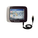 Coiled Power Hot Sync and Charge USB Data Cable w/ Tip Exchange for the Navigon 5100 - Gomadic Brand