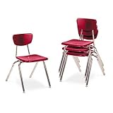 3000 Series Classroom Chairs, 16in Seat Height, Red, Four/carton