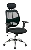 Office Star Screen Back and Mesh Seat Chair with Headrest and Chrome Finish