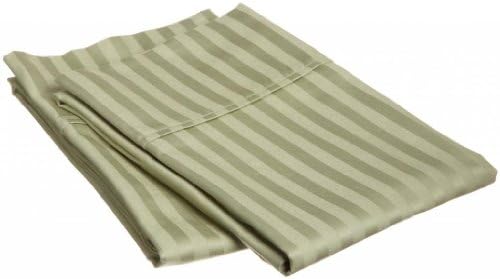 EUROPEAN COMFORT Luxury Soft Wrinkle Resistant Striped 2PC KING Pillowcase Set, SAGE GREEN