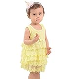 【TPGROWIN】 子供服 ガールズ ベビー ワンピース 洋服 レース キッズ 女の子 入園式 発表会 結婚式 演奏会 夏 ガーリー 全3色 (90, イエロー)
