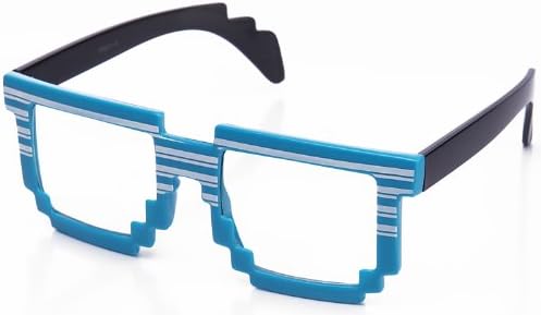 Kyra 8-Bit Nintendo Video Game Striped Frame Party Glasses in Blue