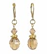 Earrings - E482 - Faceted Glass and Swarovski (tm) Crystal Beads Hung on Gold Tone Leverbacks ~ Gold
