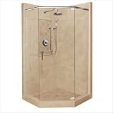 American Bath Factory P21-2018P 36 x 36 Neo Angle Threshold Grand Shower Package 4 with Center Neo Cut and Left Faucet Position