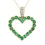10k Yellow Gold Heart Shaped Lab-Created Emerald Pendant w/ Diamond Accent