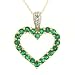 10k Yellow Gold Heart Shaped Lab-Created Emerald Pendant w/ Diamond Accent