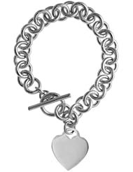 Sterling Silver Round Link Rolo w/ Heart Tag Heavy Gauge Handmade Bracelets and Necklaces, sizes 7, 8 & 18 inch