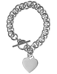Sterling Silver Round Link Rolo w/ Heart Tag Heavy Gauge Handmade Bracelets and Necklaces, sizes 7, 8 & 18 inch