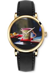 SPRAWL Aanalog Fashion Series Gold Ladies Watches of Genuine Black Leather Strap,Unique Wrist Watch for Women Girls Designed with Linda cup of coffee