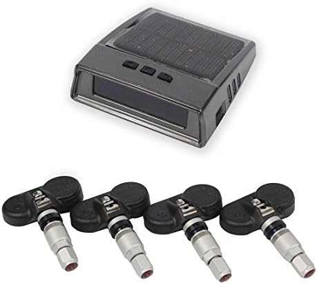 Tire Pressure Monitoring System,Solar Powered TPMS with 4 Internal Sensors, LCD Display