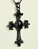 Black Gothic Cross Necklace Swarovski Crystal Victorian Vamp