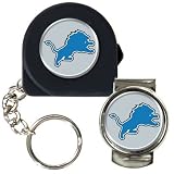 NFL 6 Feet Tape Measure Key Chain and Money Clip Set Team: Lions