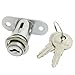Silver Tone Metal Sliding Door Showcase Cylinder Plunger Lock w Two Keys