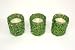 3-pc Green Sparkling Confetti and Glitter Tealight Votive Holders with Battery Operated Flickering Tealights and Wax Tealights