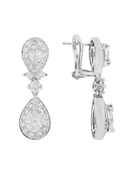 Diamond Earrings - Double Dangle Diamond Earrings in 18k White Gold