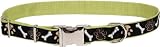 Pet Attire Ribbon Collar, 12-18-Inches, Brown Paws and Bones
