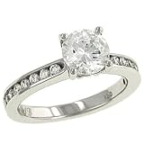 Channel Round Diamond Engagement Ring .45cttw (CZ ctr)