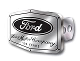 PlastiColor 002208 Ford 100 Years Brushed Aluminum Hitch Plug