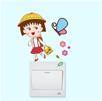 Creative Cartoon Chibi Maruko Chan Lovely Wall Switch Sticker Bedroom and Living Room Switch Sticker 10 Pieces (1)