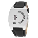 The One - AN03G02 - Turning Disc - Montre Homme - Quartz Analogique - Cadran Argent - Bracelet Cuir Noir