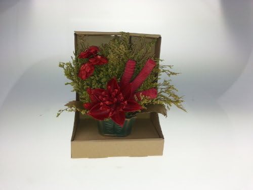 Miniature Artificial and Dried Floral Arrangement in Pot - Small Red