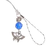 Hand Crafted Cellular Phone Charm - Gaelic Butterfly W/Blue Crystal