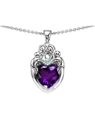 Original Star K (tm) Loving Mother And Family Pendant With Heart Shape Genuine Amethyst in .925 Sterling Silver