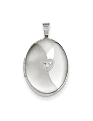 Sterling Silver 19mm Diamond Polished And Brushed Heart Locket