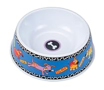 Fat Cat Doggy Hoots Dog Bowl, Medium, Blue