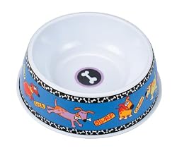 Fat Cat Doggy Hoots Dog Bowl, Medium, Blue