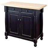 Michael Scott Avalon Kitchen Cart Island with Maple Top, Antique Black