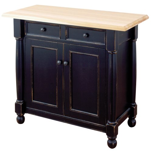 Michael Scott Avalon Kitchen Cart Island with Maple Top, Antique Black
