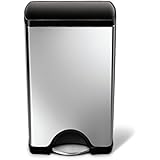 simplehuman Rectangular Step Trash Can, Stainless Steel, Plastic Lid, 38 L / 10 Gal